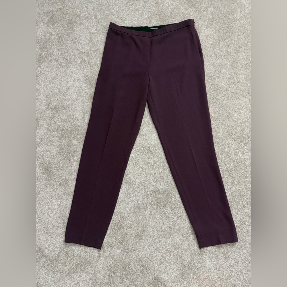 Elie Tahari- Slim Leg Crepe Pant - Burgandy/Eggplant - size US 8 - Picture 1 of 11